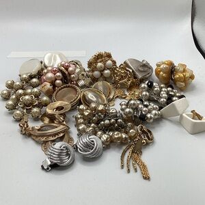 Vintage Gold and Silver Pearl Clip on Earrings Sets